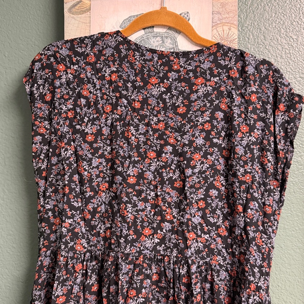 Madewell Black and Red Floral Midi Dress - Picture 5 of 8